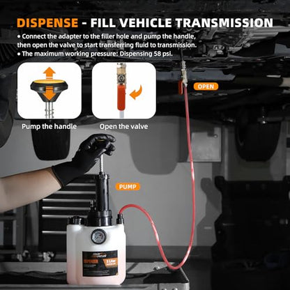 FOUR UNCLES 3L Transmission Fluid Pump Kit with 13 ATF Adapters | 3L Fluid Capacity, 13 ATF Adapters, Pressure Monitoring, Quick Release Valve, Professional Service Kit - size: 3L（13pcsAdapter）