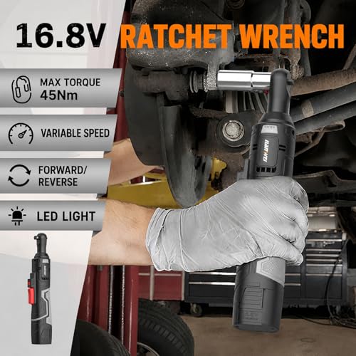 NAWIN 16.8V Electric Ratchet Wrench,3/8 electric ratchet,40 Ft-lbs, Power Ratchet Tool Kit