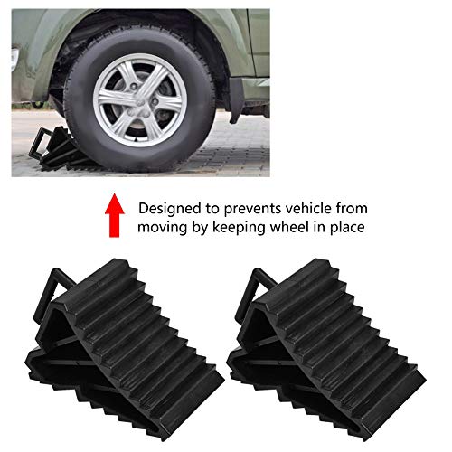 Qiilu Heavy Duty Anti-Slip Tire Blocks with Alignment, 2-Pack 6.1x3.5x3.9 Inches Skid Resistant Wheel Stabilizer Pads for Vehicles
