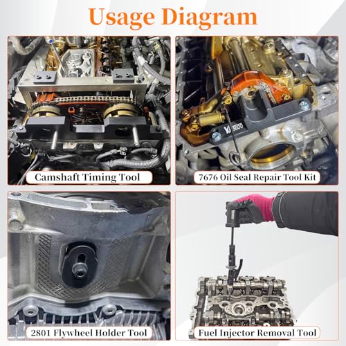 17PCS Camshaft Alignment Timing Tool Kit Compatible with BMW N20 N26 Engine | with Flywheel Holder Tool & Balance Shaft Tool & Fuel Injector Remover Kit, Replaces 212831 119340 212830 219548 - size: 17PC