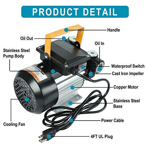 110V AC 550W Self Priming Electric Transfer Pump, 60L/min Oil Transfer Pump Fuel Diesel Kerosene Biodiesel Pumps For Vehicles, Construction Sites, Farms - style: 110V 550W