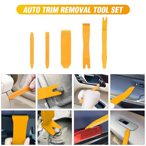 GOOACC 6PCS Auto Trim Removal Tool Kit No-Scratch Tool Kit for Car Audio Dash Panel Window Molding Fastener Remover Tool Kit-Yellow - color: Yellow, size: 6PCS Trim Removal