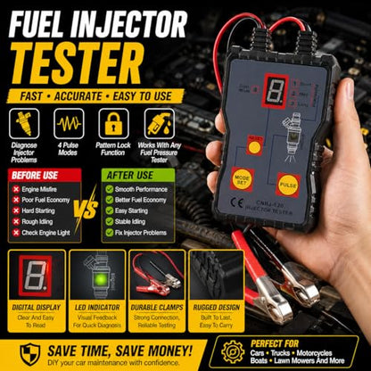 Fuel Injection Test Kit Fuel Pressure Diagnostic Tool for Fuel System Portable 4 Pulse Mode Automotive Injector Testing Kit