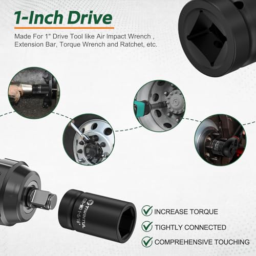 1-5/16" Impact Socket 1" Drive, 6 Point Design for Truck & Trailer | CR-MO Axle Nut Socket, ANSI Certified, Heavy Duty Socket 1 Inch Drive for Industrial & Fleet Maintenance - size: 1-5/16"(1 PCS)