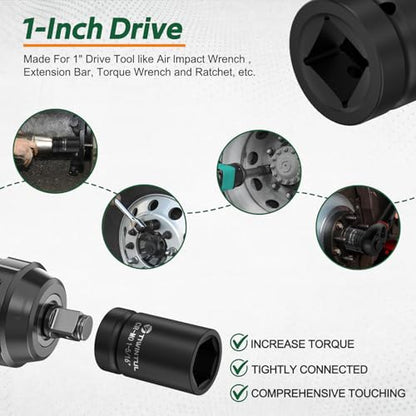 1-5/16" Impact Socket 1" Drive, 6 Point Design for Truck & Trailer | CR-MO Axle Nut Socket, ANSI Certified, Heavy Duty Socket 1 Inch Drive for Industrial & Fleet Maintenance - size: 1-5/16"(1 PCS)