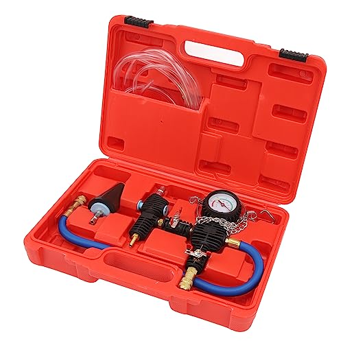 Coolant Refill Tool Kit | 90psi Pressure Tester with Accurate Gauge & Flexible Hose | Universal Radiator Vacuum Filler for Cars/Trucks/SUVs | 4 - Piece Kit with Storage Box