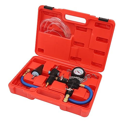 Coolant Refill Tool Kit | 90psi Pressure Tester with Accurate Gauge & Flexible Hose | Universal Radiator Vacuum Filler for Cars/Trucks/SUVs | 4 - Piece Kit with Storage Box