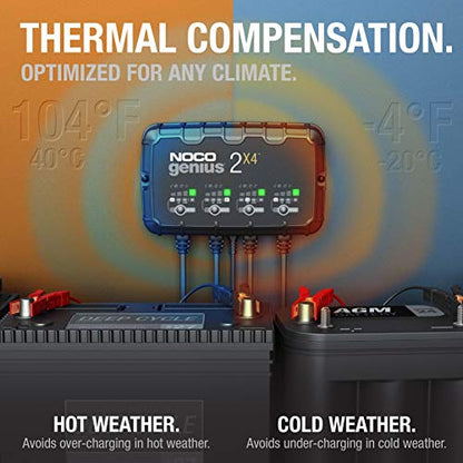 NOCO GENIUS2X4:8A 4-Bank Smart Battery Charger(2A/Bank) -6V/12VAutomatic Maintainer,Trickle Charger & Desulfator Overcharge Protection & Temperature Compensation–for Lead-Acid & Lithium(Pack of 2) - size: 8A (2A per Bank) - Pack of 2