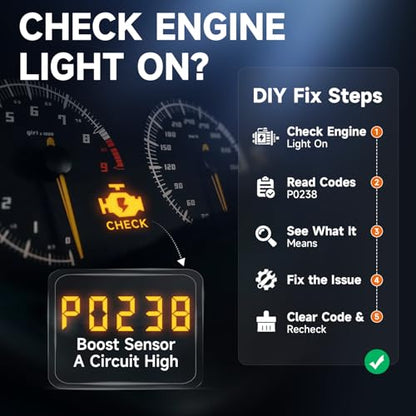 FOXWELL NT301 Plus 2-in-1 OBD2 Scanner & 12V Car Battery Tester | Check Engine Code Reader, Live Data, Test Battery Health/Starter/Charging System, Diagnostic Tool for 1996+ OBDII Vehicle