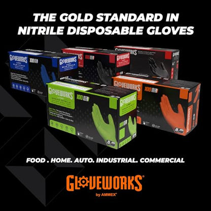 GLOVEWORKS 8 Mil Orange Nitrile Disposable Gloves Heavy Duty Industrial RDT for Mechanic and Automotive, XL Box of 100 - size: X-Large, style: 1 Box of 100