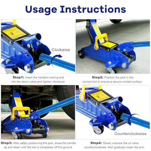 2 Ton Jack Handle Replacement, Horizontal Hydraulic Jack Handle Replacement Kit with Gloves, Anti-Slip Grip Steel Jack Lifting Handles for Most Vehicles, Car Accessories (Blue) - color: Blue