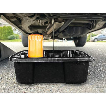 Performance Tool W4079 11-Quart Oil Drain Pan, Chemical-Resistant, Oil Filter Stand, Black - style: 11 Quart Drain Pan