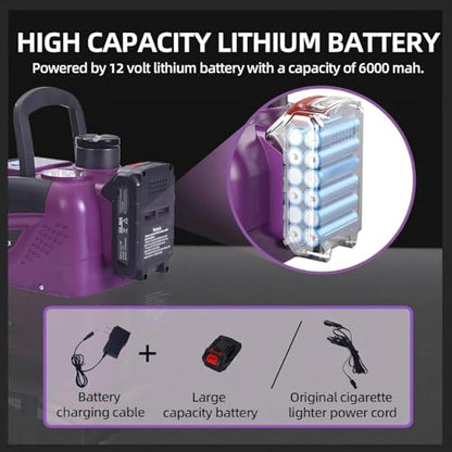 Electric Car Jack Hydraulic Cordless Remote Control 5 Ton 12V Small Portable Cordless Floor Jack Lift for SUV Sedan Vehicle MPV Car Change Tire Emergency Repair Tyre Purple