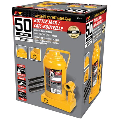 Performance Tool W1637 50 Ton (100,000 lbs.) Heavy Duty Hydraulic Bottle Jack - size: 50-Ton