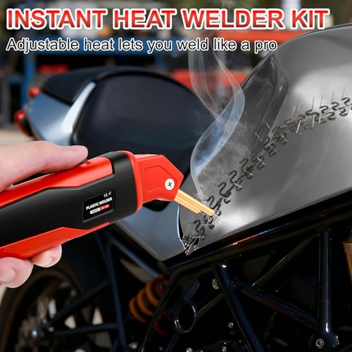 CHICIRIS Plastic Welding Kit 5-In-1 Welder with Heat Cutting Shaping Tools for Home Automotive Bumper Repairing (US Plug 110V) - color: Red