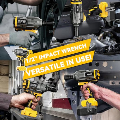 Cordless Impact Wrench 1/2 inch for Dewalt Battery, Impact Wrench 1360N.m(950Ft-lbs) High Torque Brushless Electric Impact Gun, Power Impact Driver with 3-Mode Speed, LED Work Light(no battery)