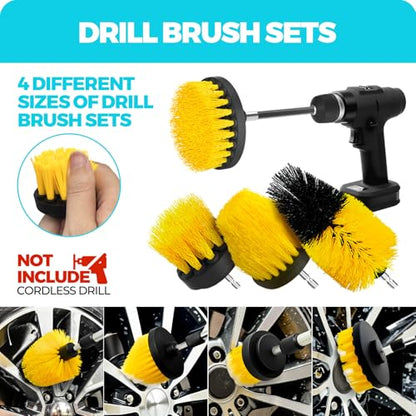 ALFLOD 30Pcs Car Detailing Kit for Interior, Exterior and Wheel Cleaning | Brushes, towels, wash mitt, cleaning gel, detail brushes and extendable-handle duster for vehicle, home and office care tasks