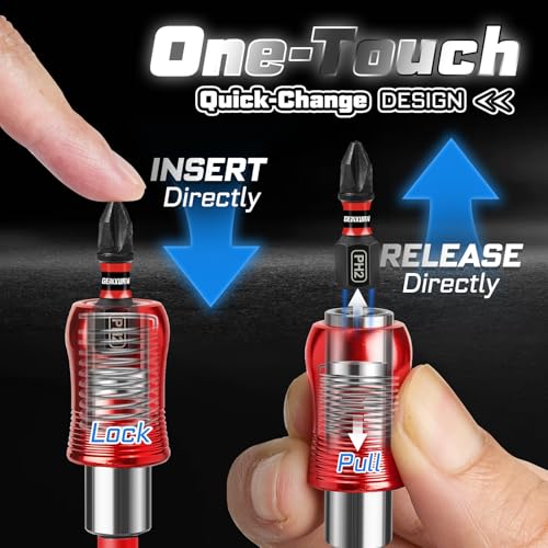 Geinxurn 11Pieces Impact Screwdriver Bits Set, Magnetic S2 Steel 1” Phillips/Square/Torx/Slotted Insert Bits Tips,Impact Bit Holder with Rotating Storage Box Case - style: 11pcs-A