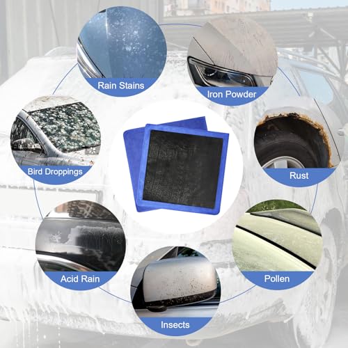 Clay Towel 2 Pack 12 x 12 Inch, Clay Bar Towel for Auto Detailing Microfiber Car Cloth Cleaner Automotive for Car Detailing - color: Blue