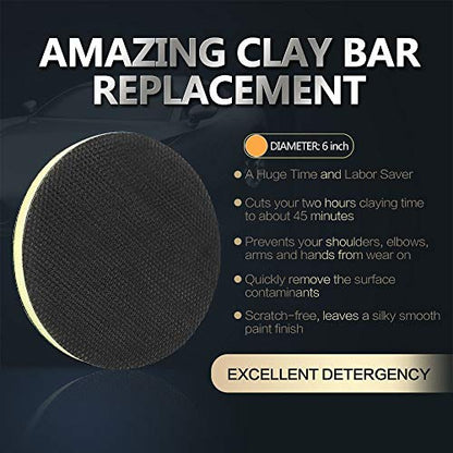 Clay Bar Pad, AutoCare 6" Fine Grade Clay Pad for Polisher Clay Disc Clay Bar Wipe Foam Pad DA Polisher Pad for Car Detailing, Novel Detailing Tool Detailing Kit, Creative Gift -- 1 pack