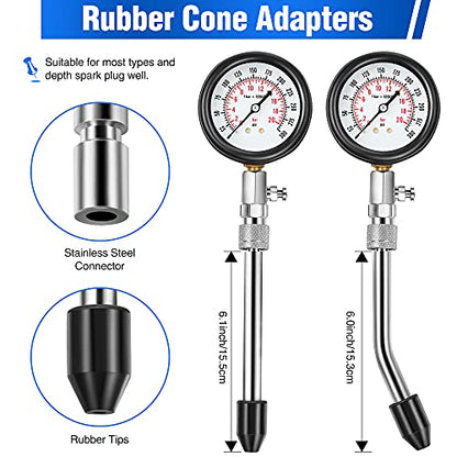 9 Pcs Automotive Compression Tester Kit and Spark Plug Tester, Blue | 0-300PSI Universal Car Motorcycle Chainsaw Outboard Motor Snowmobile Engine Testing Tools for Cylinder Pressure Gauge - color: Blue
