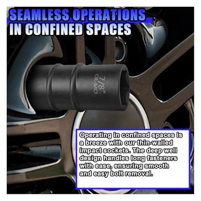 ZIMISI 1/2" Drive Impact Socket Set, 7/8" x 15/16" 6-Point Nut Socket with Callouts, Corrosion-Resistant Cr-Mo Flip Sockets, Double-Ended Thin Wall Lug Nut Extractor Set (7/8" x 15/16") - size: 7/8" x 15/16"