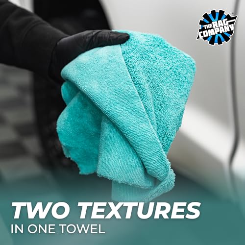 The Rag Company - The Creature Edgeless Microfiber Detailing Towels – 420GSM Professional Grade All-Purpose Cloths for Wax, Polish, & Sealant Removal, Teal, 16in x 16in (10-Pack) - color: Teal