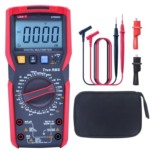 UNI-T UT89XD Digital Multimeter Tester, TRMS 6000 Counts AC DC 1000V Multimetro Volt Ohm Meter Automotive Electrical Capacitance Multimeter, Measures Current Temperature NCV Resistance - style: UT89XD[12V LED Test]