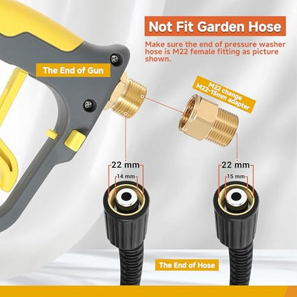 FIXFANS Foam Cannon Gun Dual Connector Accessory for Pressure Washer, Double Tip Attachment Soap Cannon with Power Washer Short Gun, Car Wash Foam Gun Kit, 1/4" Quick Connect, 5 Nozzle Tips - size: 1000ML