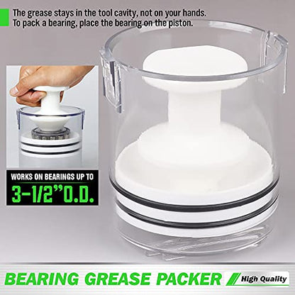 SWANLAKE GARDEN TOOLS Premium Bearing Packer Kit, Portable Handy Wheel Bearing Packer Tool, Effortlessly Flushes Old Grease and Repacks Wheel Bearings