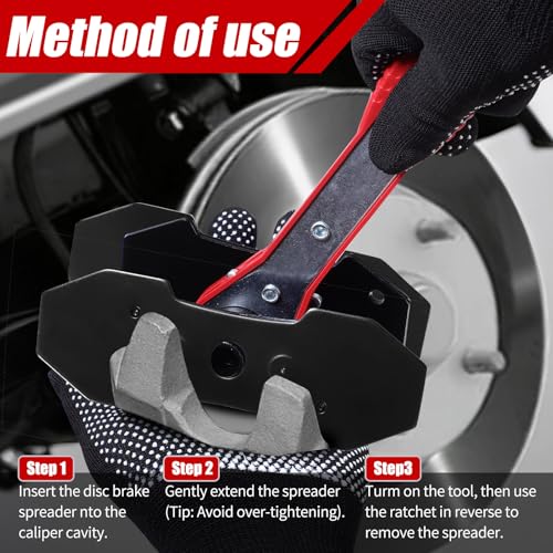 Brake Tools, Brake Caliper Compression Tool, Brake Caliper Tool, Caliper Piston Compressor Tool with 2 Heavy-Duty Caliper Hooks, Car Disc Brake Repair (Large Size red)