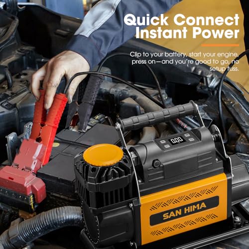 SanHima 12V Air Compressor, Portable Tire Inflator, 150PSI Offroad Air Pump - size: 7.06 CFM