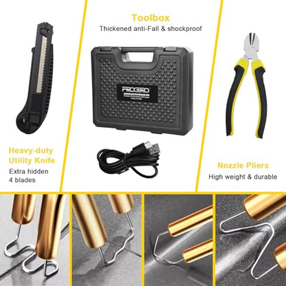 Cordless Plastic Welder Kit, Portable Hot Stapler Welding Gun | Convertible angle hot stapler design, lightweight and portable, perfect for car bumper and daily plastic crack repair work.
