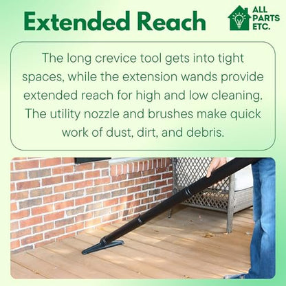 2 1/2 inch Attachments & Accessories 2.5 Wet Dry Vac - Extension Wands, Floor Brush, Dust Brush, Crevice Tool, Utility Nozzle, Compatible with Shop Vac - 6-Pack Attachments - size: 6-Pack Attachments