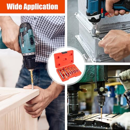 10-Piece Screw Extractor & Left-Hand Drill Bit Set, Easy Out Fastener Extractor Kit with Alloy Spiral Flutes - Premium Tool for Easily Removing Stripped, Broken & Rusty Screws, Bolts & Studs