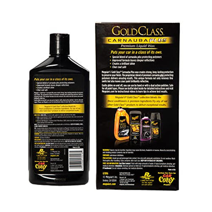 Meguiar's Gold Class Carnauba Plus Premium Liquid Wax Kit, Car Detailing Kit with a Pure Carnauba Wax Blend & Foam Applicator Pad for Keeping Glossy Paint Protected Like a Pro,16 Oz Bottle (Pack of 2) - size: 16 Fl Oz (Pack of 2)
