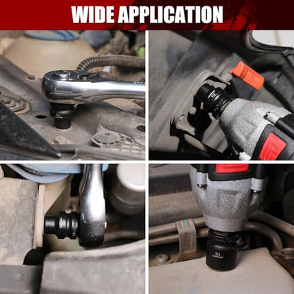 MIXPOWER 15-Piece 1/2" Drive Stubby Impact Socket,CR-MO,10-24mm,6-Point,Metric,Radius Corner Design, Axle Nut Impact Grade Socket for Easy Removal - size: 1/2" Drive / Metric Set