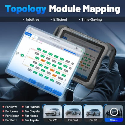 XTOOL D8S Bidirectional Scan Tool, AI Assisted OBD2 Scanner with ECU Coding | 42+ Resets, Topology Mapping, PMI, All System OBD2 Scanner for Car, Pre & Post Scan, FCA/CANFD/DoIP