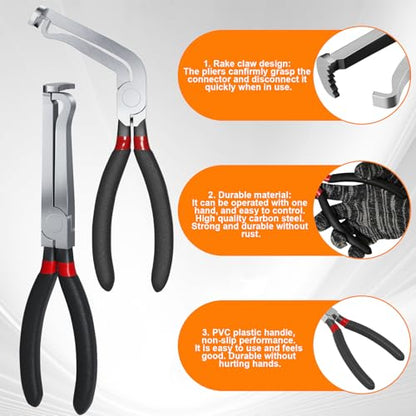 Electrical Disconnect Pliers 37960, 37980 Electrical Connector Pliers for Cars, Fuel Line Petrol Clip Pipe Plier, Compatible with Car Electrical Systems & Push Tab Style Plugs(3-Piece Set) - color: 3 Pcs Set