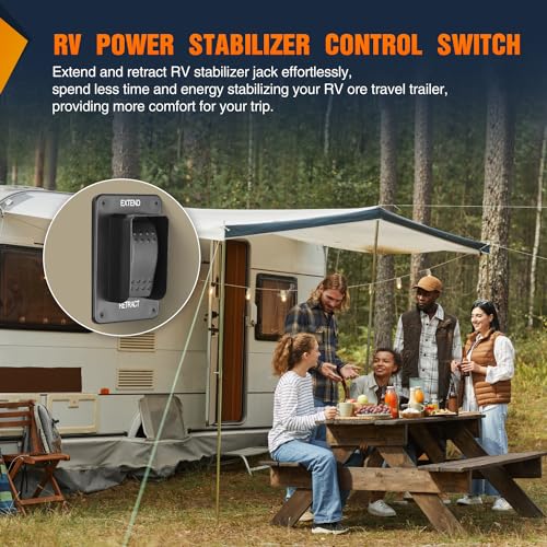 Nilight RV Electric Stabilizer Jack Switch Power Rocker Switches Extend Retract ON Off ON Momentary Waterproof with Harness for Trailer Boat Truck Linear Actuator - color: Momentary EXT RET Switch