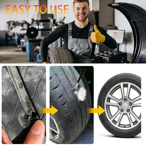 40 Pcs Vacuum Tire Repair Rubber Nail Plug Kit with 2 Sizes, Tire Patch Kit and Screwdriver, Fast Self-Service Tool for Car, Truck, Motorcycle