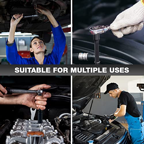 EACELIY 29pcs 1/2" Socket Set, Drive Deep Impact Socket Set, Including 3 ", 5", 10" Impact Extension Bar, Standard SAE (3/8 "- 1") and Metric (10mm-24mm), Cr-V Steel - size: 1/2" Deep Sockets (10-24mm, 3/8 "- 1")