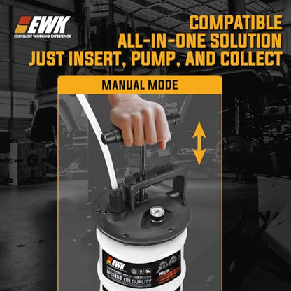 EWK 8L Heavy Duty Manual Oil Extractor Change Pump, Fluid Extractor with Reinforced Tank, Oil Change Pump for Auto Car, Boat, Motorcycle - size: 8L (With Reinforced Tank)