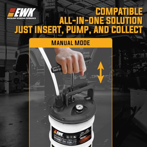 EWK 8L Heavy Duty Manual Oil Extractor Change Pump, Fluid Extractor with Reinforced Tank, Oil Change Pump for Auto Car, Boat, Motorcycle - size: 8L (With Reinforced Tank)