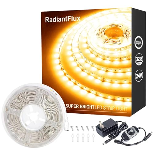 32.8ft Warm White Led Strip Lights for Living Room, Home Decor, 600 Leds, Dimmable, Super Bright Flexible LED Light Strips for Bedroom, Kitchen, Vanity Mirror, House Warming Gifts New Home - color: Dimmable Warm White, size: 32.8FT