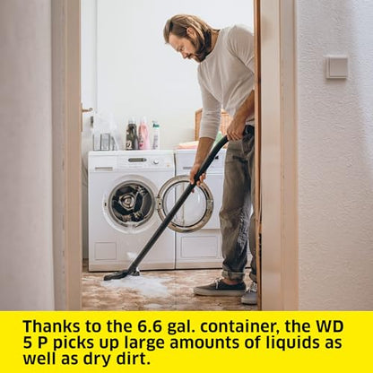 KÄRCHER Shop Vacuum WD 5 P, 6.6 Gal, 6.0 Peak HP, 33 ft Reach, Wet Dry Vacuum Cleaner, Heavy Duty, Blower Function, Crevice Tool, Floor Nozzle, Great for DIY Projects and Workshops - style: WD 5/P