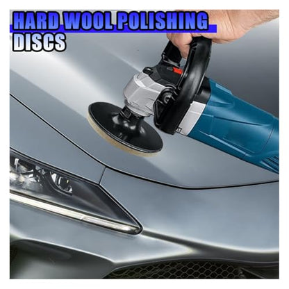 5PCS Car Glass Polishing Pads, 3" Wool Felt Buffing Wheel Polishing Pad Discs with Hook & Loop Back, Random Orbital Sander Polish Pad for Remove Scratch from Windshield, Window(3IN) - size: 3IN