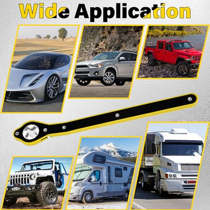 ecocstm Car Jack Ratchet Wrench, Labor-saving Tire Jack Handle, Scissor Jack Adapter for Car with Long Handle, 360° Swivel Tire Wheel Lug Wrench for Travel/Truck/SUV/Vans