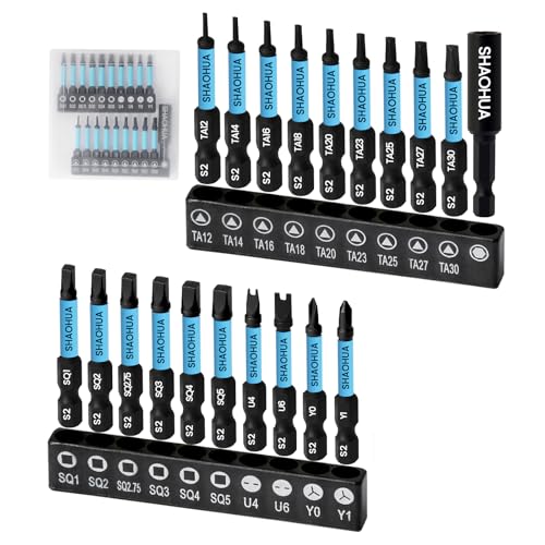 20PCS Screwdriver Bit Set, 1"Triangle Screwdriver Set TA12-30, Square Drive Bits#2,2.75,3,4,5, U-Shaped Bits Set U4,U6,Triwings screwdrivers Y0,Y1, S2 Steel Hex Head Drill Bit Set with 1/4" Bit Holder - style: H. Triangle & Square & U & Y Screwdriver Bits