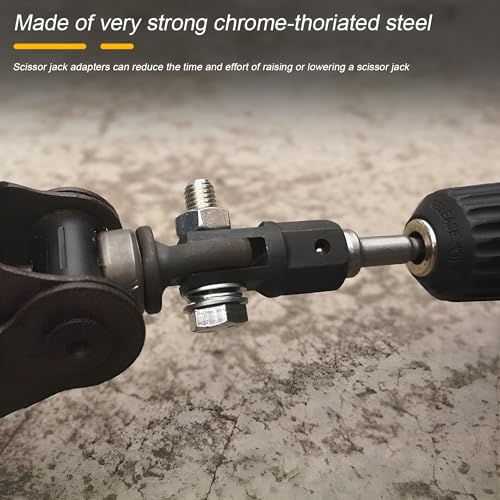 Zpana 1/2 Inch Drive Scissor Jack Drill Adapter Chrome Vanadium Steel | Suitable for 1/2 inch impact or 13/16 inch lug wrench, converts manual lifting, groove adapter design, auto repair tools